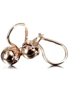 Rose rose russe soviétique 14k 585 or URSS Boucles d’oreilles boule vintage ven180