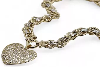 Італійський 14k золотий сучасний серцевий кулон & Мотузковий ланцюг cpn002yw&cfb009yw