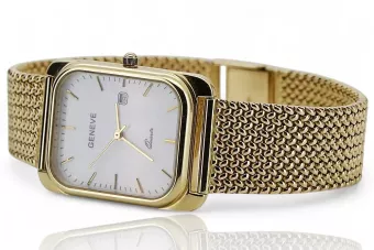 Жовтий 14k 585 Золотий чоловічий Женевых годинників Білий набір MW001YDW & MBW021Y