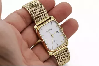 Jaune 14k 585 Geneve Geneve Watch Cadran blanc MW001YDW & MBW021Y