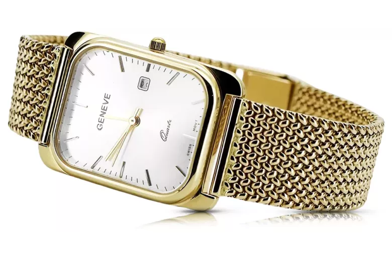 Yellow 14k 585 gold men's Geneve watch white dial mw001ydw&mbw021y