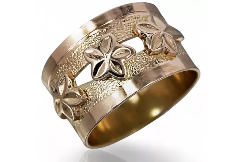 Ruso soviético rosa rosa 14k 585 oro Anillo vintage vrn025