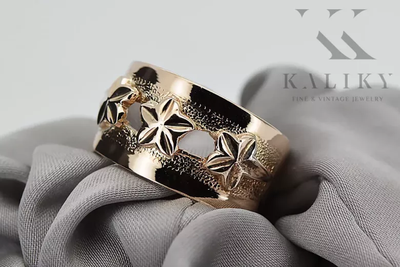 Radziecki 14k 585 złoty Rosyjski pierścionek z różowego złota vrn025