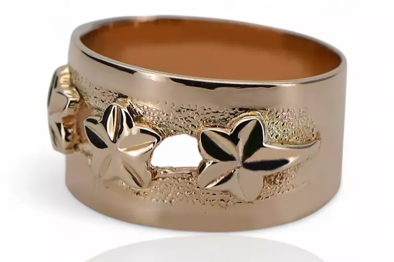 Russe soviétique rose rose 14k 585 or Bague vintage vrn025