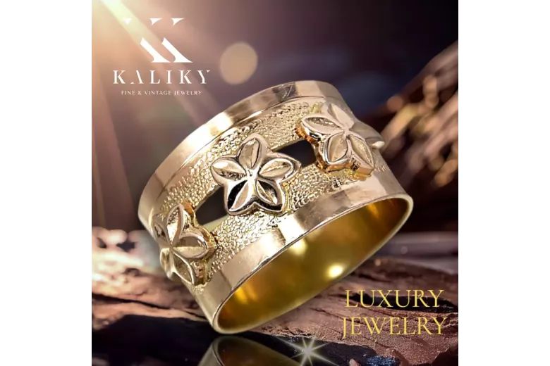 Radziecki 14k 585 złoty Rosyjski pierścionek z różowego złota vrn025