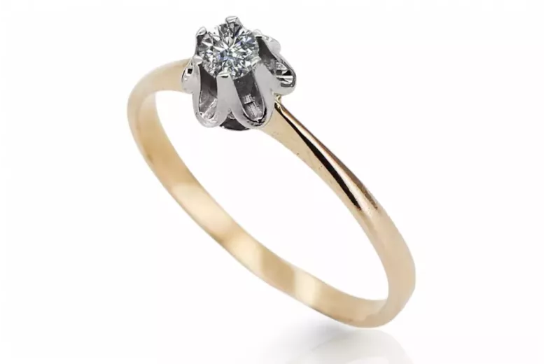 Zircon Or rose 14 carats vintage d'origine Anneau Vintage vrc353r