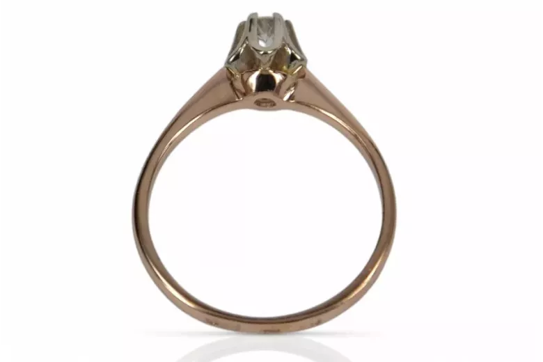 Zircon Or rose 14 carats vintage d'origine Anneau Vintage vrc353r