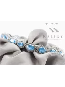 Pulsera de tenis con aguamarina y circonitas en oro blanco de 14k tbc001w