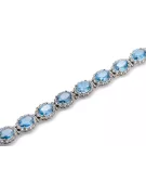 Pulsera de tenis con aguamarina y circonitas en oro blanco de 14k tbc001w