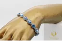 Тенісний браслет з білого золота 14k з аквамарином та цирконами tbc001w