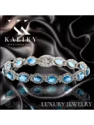Pulsera de tenis con aguamarina y circonitas en oro blanco de 14k tbc001w