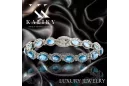 Pulsera de tenis con aguamarina y circonitas en oro blanco de 14k tbc001w