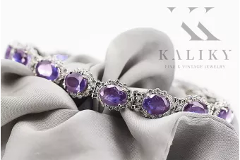 Bracelet tennis en or blanc 14 carats avec alexandrite et zircons tbc001ws