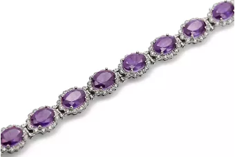 Bracelet tennis en or blanc 14 carats avec alexandrite et zircons tbc001ws