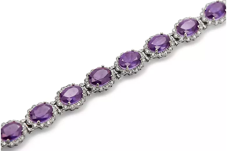 Pulsera de tenis de alejandrita y circonitas en oro blanco de 14k tbc001ws