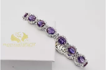 Bracelet tennis en or blanc 14 carats avec alexandrite et zircons tbc001ws