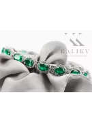 Тенісний браслет з білого золота 14k зі смарагдами та цирконами tbc001w