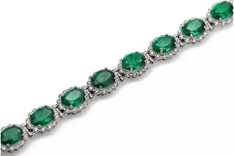 Bransoletka tenisowa z białego złota 14k 585 z szmaragdami i cyrkoniami tbc001w