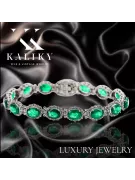 Pulsera de tenis en oro blanco de 14k con esmeraldas y circonitas tbc001w