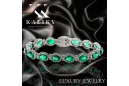 Bracelet tennis en or blanc 14 carats avec émeraude et zircons tbc001w