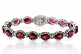 White 14k gold ruby and zircons tennis bracelet tbc001w