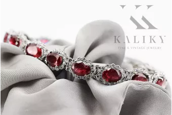 White 14k gold ruby and zircons tennis bracelet tbc001w