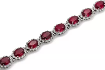 Bracelet tennis en or blanc 14 carats, rubis et zircons tbc001w