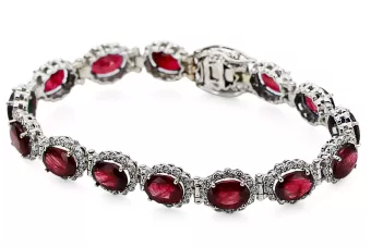 White 14k gold ruby and zircons tennis bracelet tbc001w