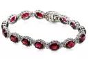 Bracelet tennis en or blanc 14 carats, rubis et zircons tbc001w