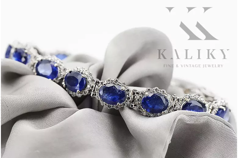 Білий 14k золотого тенісу sapphite і zircons браслет tbc001w