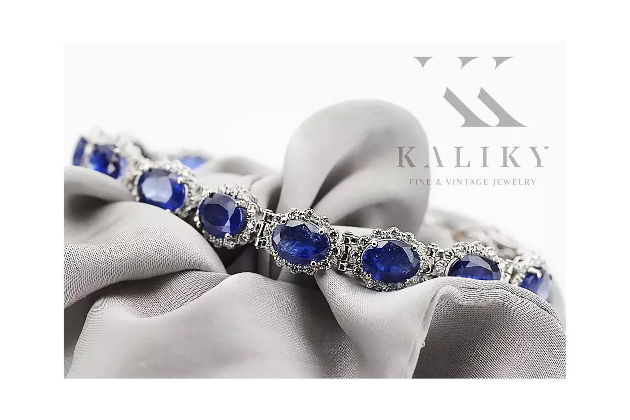 Білий 14k золотого тенісу sapphite і zircons браслет tbc001w