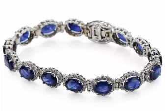 Гривна от бяло 14k злато за тенис сапфит и циркони tbc001w