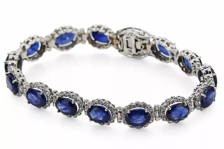 Білий 14k золотого тенісу sapphite і zircons браслет tbc001w