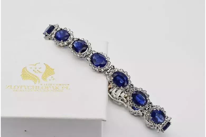 Білий 14k золотого тенісу sapphite і zircons браслет tbc001w