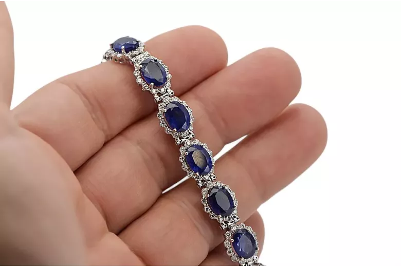 Білий 14k золотого тенісу sapphite і zircons браслет tbc001w