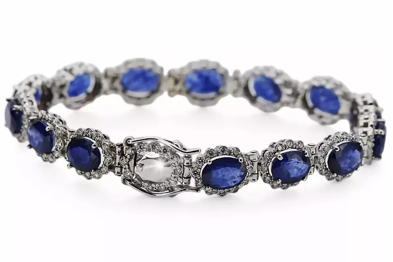 Білий 14k золотого тенісу sapphite і zircons браслет tbc001w