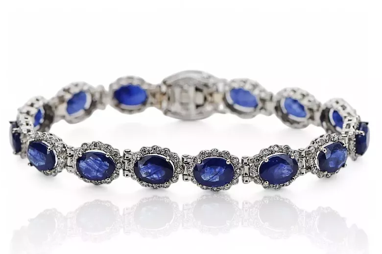 Білий 14k золотого тенісу sapphite і zircons браслет tbc001w