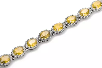 Pulsera de tenis de oro blanco de 14k con peridotos y circonitas tbc001w