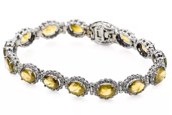 Bracelet tennis en or blanc 14 carats avec péridots et zircons tbc001w