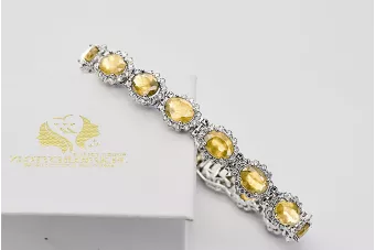 Bracelet tennis en or blanc 14 carats avec péridots et zircons tbc001w