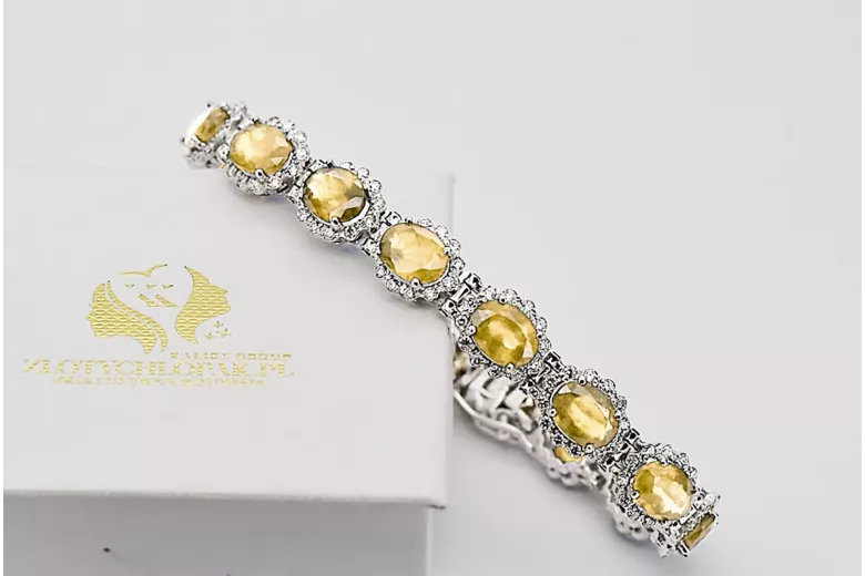 Pulsera de tenis de oro blanco de 14k con peridotos y circonitas tbc001w