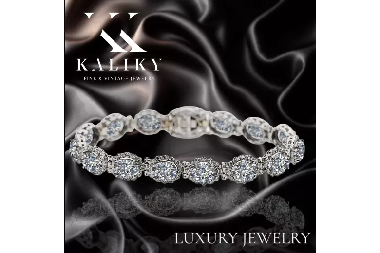Pulsera de tenis con circonitas en oro blanco de 14k tbc001w