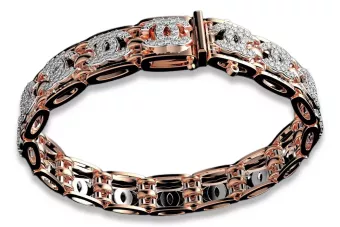 Złota bransoletka z żółtego białego 14k złota z cyrkoniami cgcfb001yw