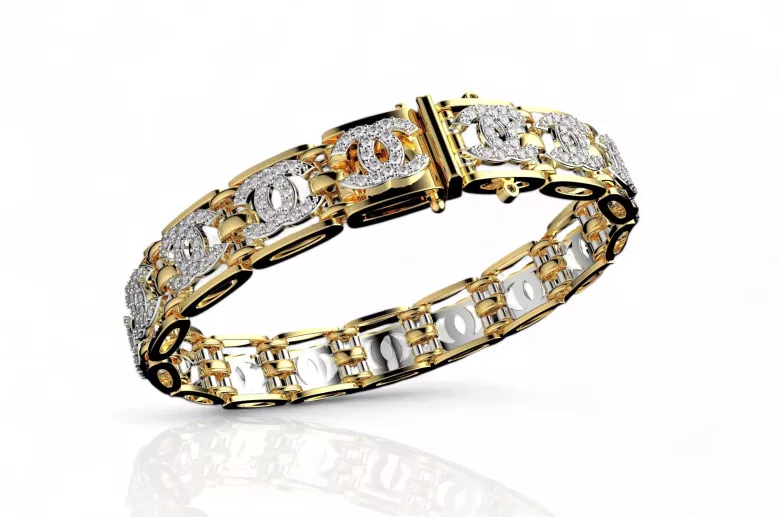 Armband aus 14 Karat Gelb-Weißgold mit Zirkonia cgcfb001yw