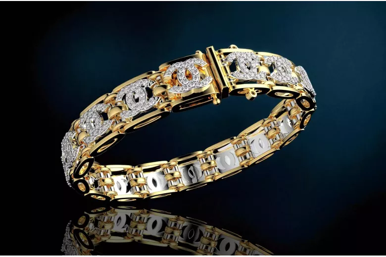 Armband aus 14 Karat Gelb-Weißgold mit Zirkonia cgcfb001yw