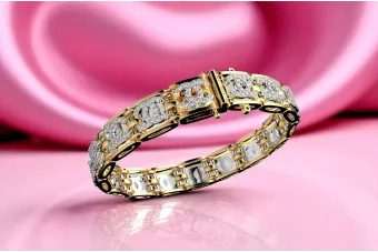 Браслет із жовтого білого золота 14k з кубічними цирконіями cgcfb001yw