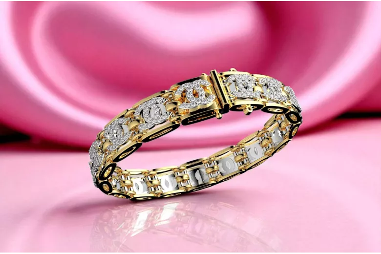 Armband aus 14 Karat Gelb-Weißgold mit Zirkonia cgcfb001yw