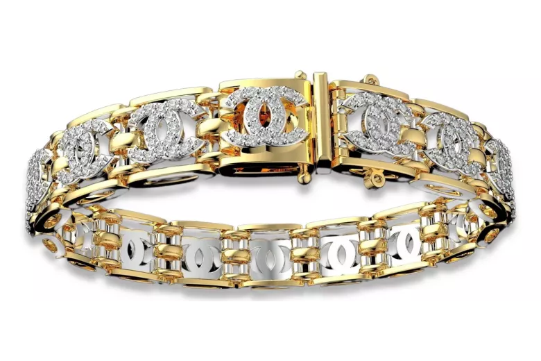 Armband aus 14 Karat Gelb-Weißgold mit Zirkonia cgcfb001yw