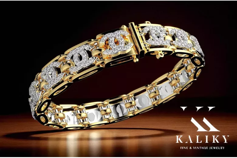 Armband aus 14 Karat Gelb-Weißgold mit Zirkonia cgcfb001yw