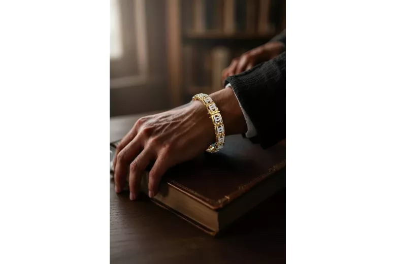 Armband aus 14 Karat Gelb-Weißgold mit Zirkonia cgcfb001yw